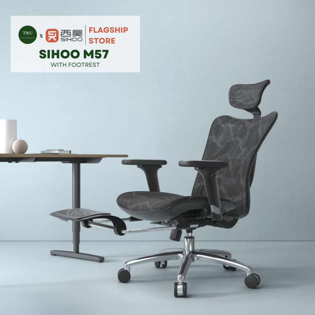 SIHOO M57 Ergonomic Office Chair with Built-in Footrest (Black