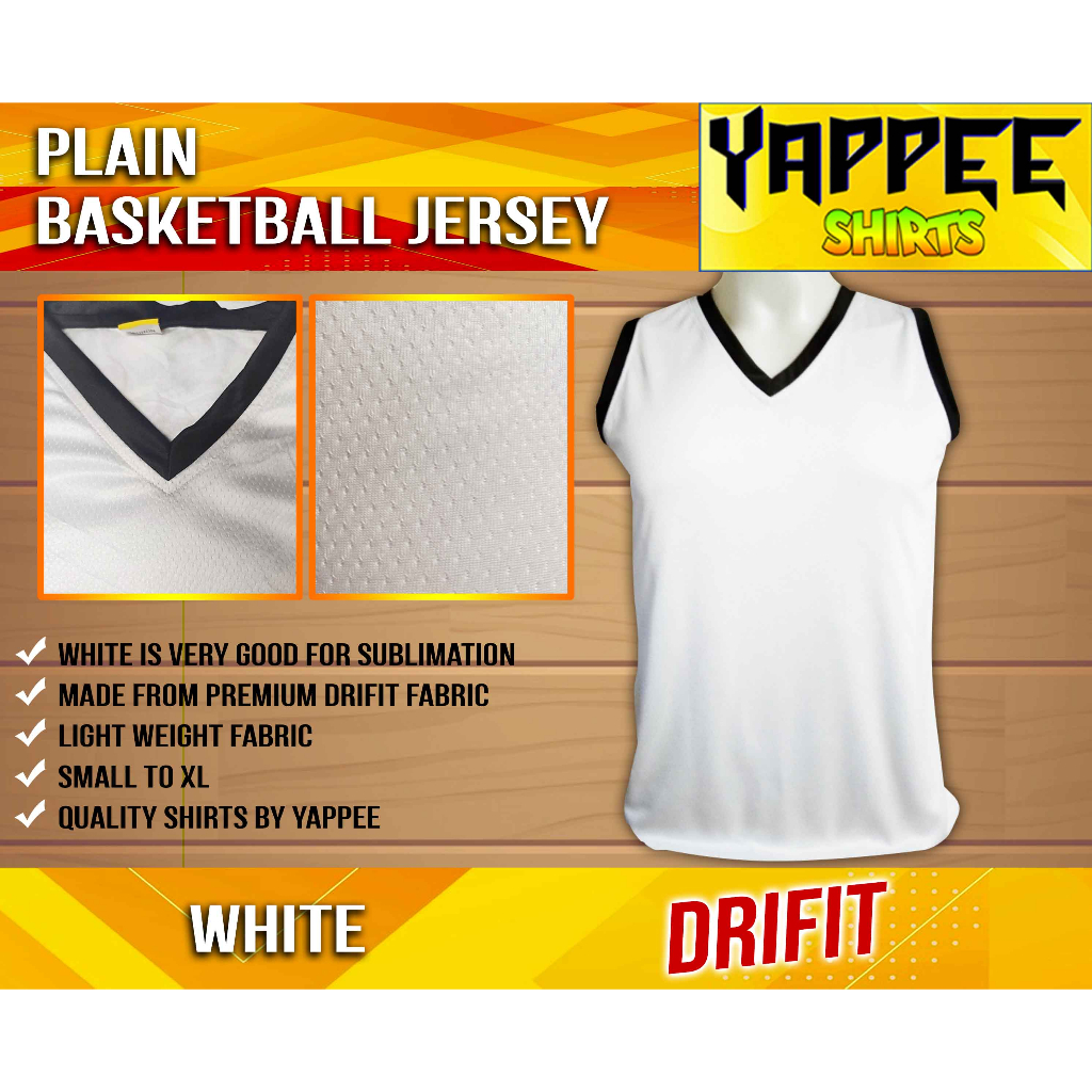 plain sublimated white basketball jersey