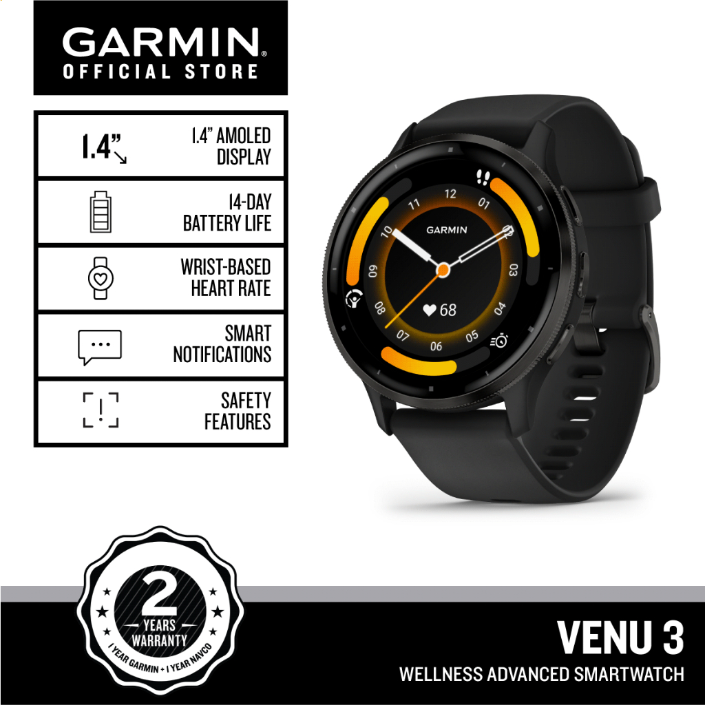 Garmin Venu 3 GPS Smartwatch AMOLED Display 45 mm Watch, Advanced