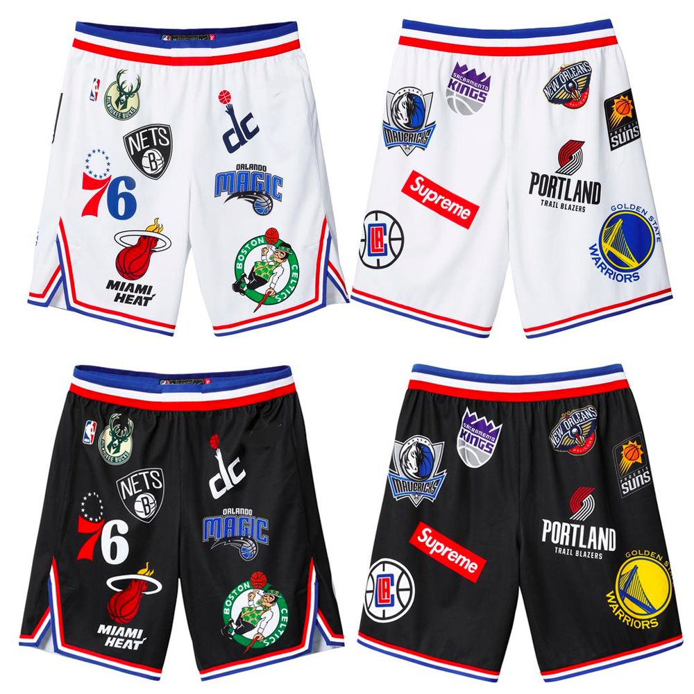 Supreme Basketball Shorts All Teams Logo Black/white
