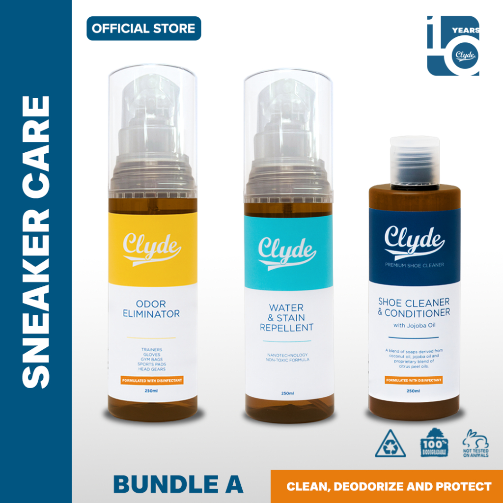 Clyde Bundle A (Shoe Cleaner, Odor Eliminator and Water and Stain  Repellent)