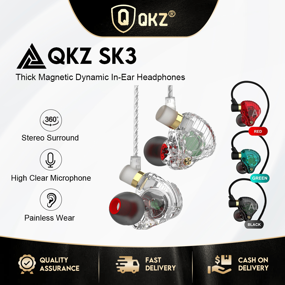 QKZ SK3 Dual Driver Bass Earphone Sport Running Headset With Mic