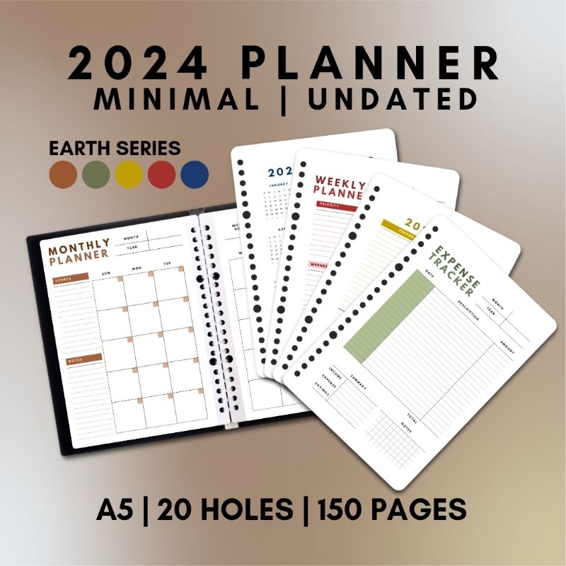 2024 Weekly Planner Undated Spiral Agenda A5 Notebook Planner