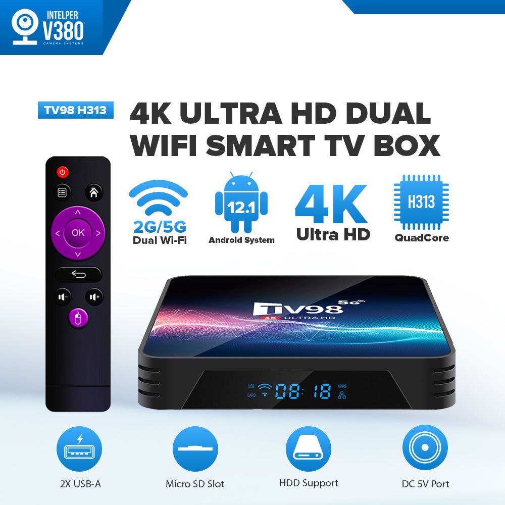 TV98 Mini TV Stick Android 12.1 4K Smart Android TV Box 2.4G/5G WiFi Smart  TV Box H.265 Media Player TV Receiver Set Top Box