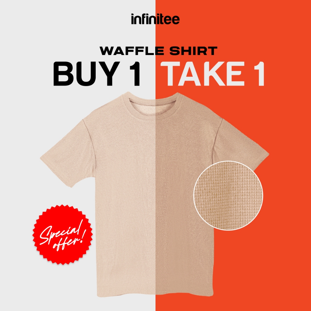 Infinitee Buy 1 Take 1 Plain Mini Waffle T Shirt For Men Women