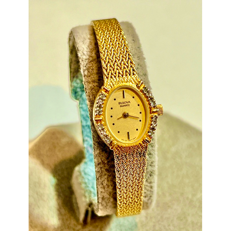 Bulova Vintage Gold gp Diamond Ladies preloved watch