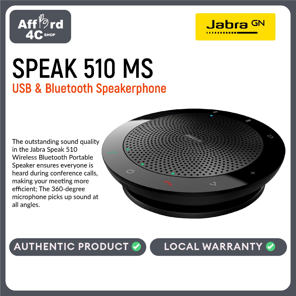 Jabra Speak 510 MS Wireless Bluetooth Speakerphone