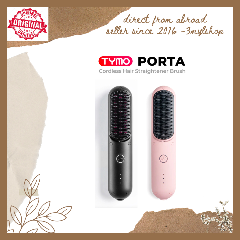 Original)TYMO Porta Cordless Hair Straightener Brush, Portable  Straightening Brush w/ Negative Ion