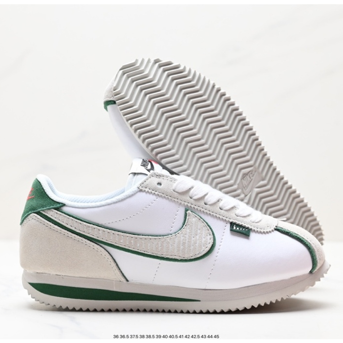 Nike cortez mens white clearance and green