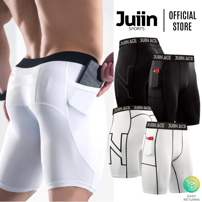Juiin One-Leg Compression Basketball Cycling pants Leggings GYM Running  bottom fitness shorts men
