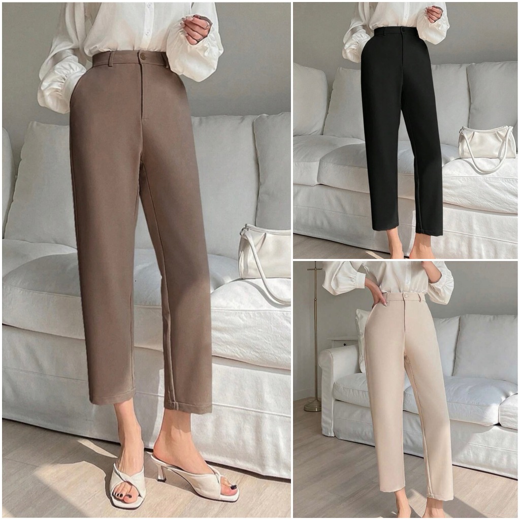 Huilishi Korean High Waist Casual Trousers Wide Leg Pants For