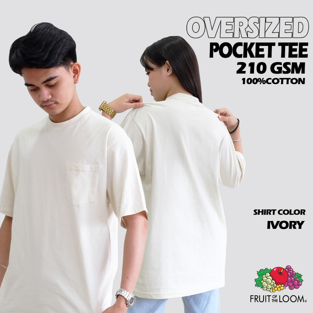 Fruit of the loom 2025 white pocket tee shirts