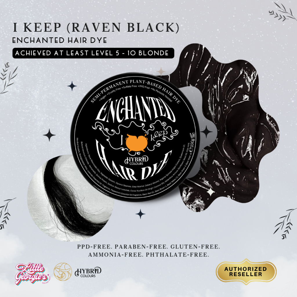 Hybrid Colours Enchanted Hair Dye - I KEEP (Raven Black) 100g [Organic,  Semi-Permanent Hair Dye]