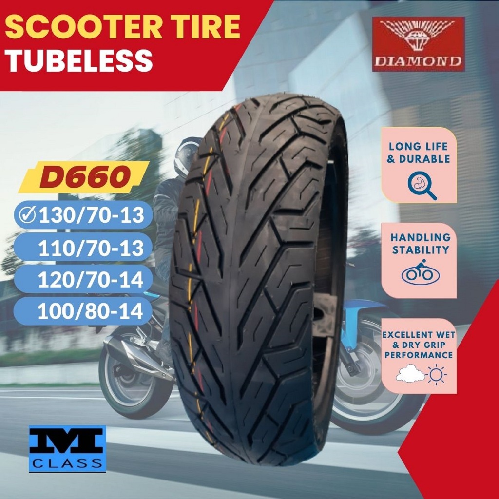 R13 14 D660 SCOOTER TL TIRE FOR NMAX ADV PCX CLICK DIAMOND 130 70