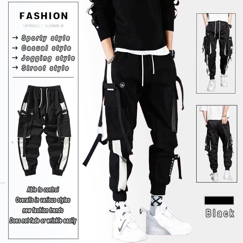 Buy Men's Korean Style Black Cargo Pant Online