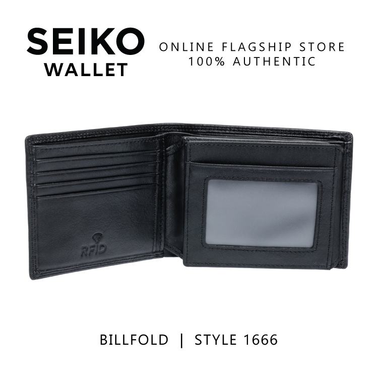 Seiko Wallet Genuine Leather Billfold With RFID Blocker and