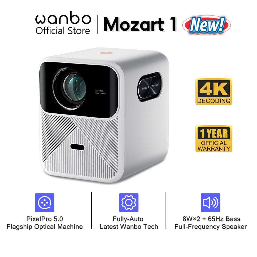 Flagship] Wanbo Mozart 1 Smart Projector 900 ANSI Auto Focus Dual