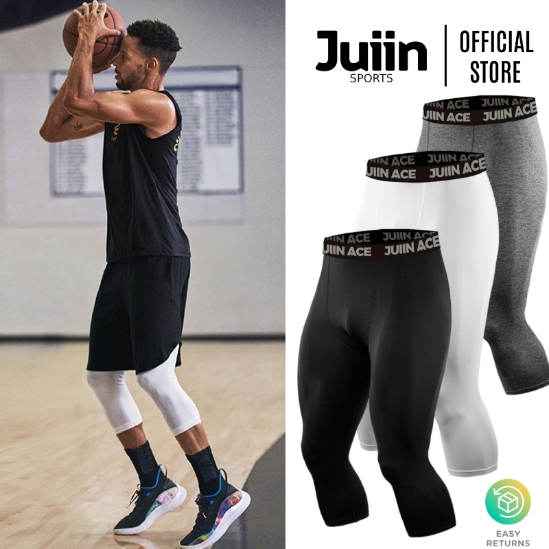 Juiin Pro Level Compression Tights Pants 3/4 Length Running Basketball Gym  Leggings For Men 7808