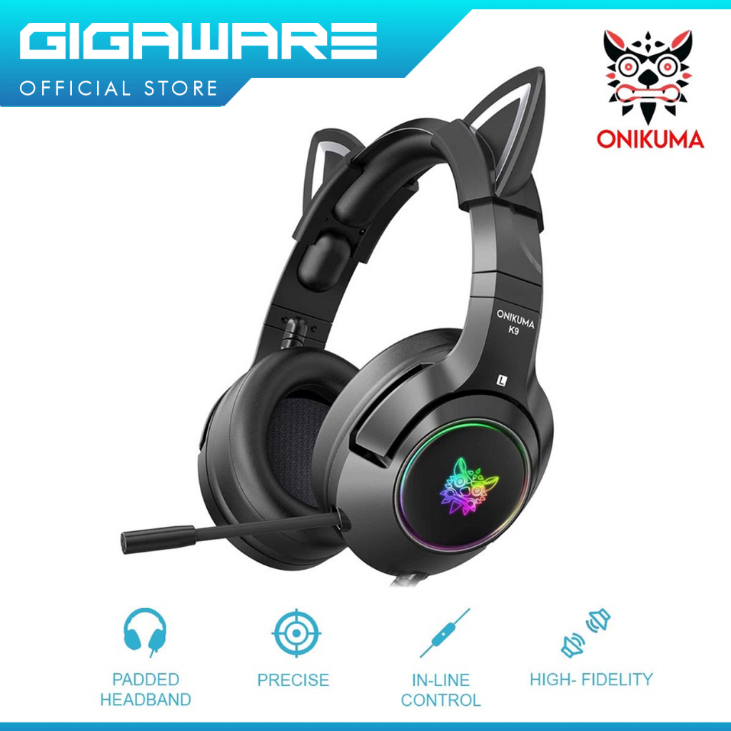 Onikuma pink gaming headset online with removable cat ears