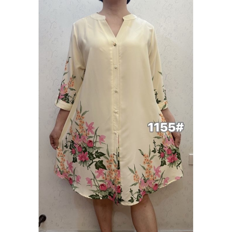 New high-quality Bangkok fashion Floral print plus size shirt dress 1155# B