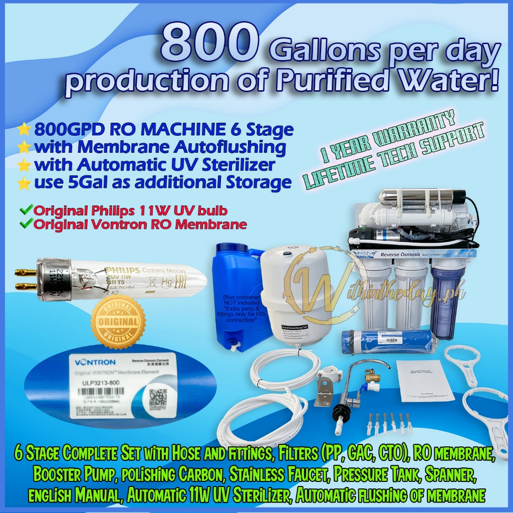 RO Reverse Osmosis Machine Purified Water Home Business Philips UV Vontron  800 GPD 400GPD 75GPD