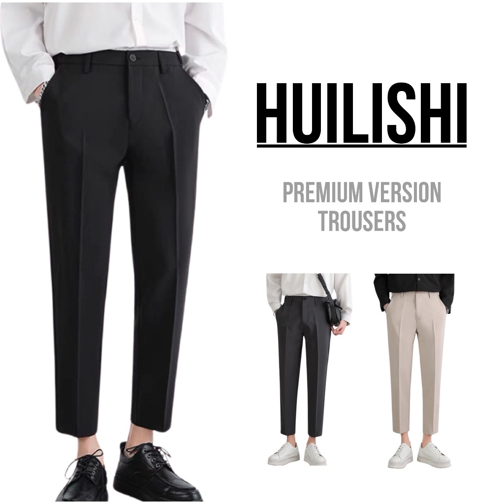 Huilishi Korean Wide Leg Pants for Men 3 Colors Slacks Trouser