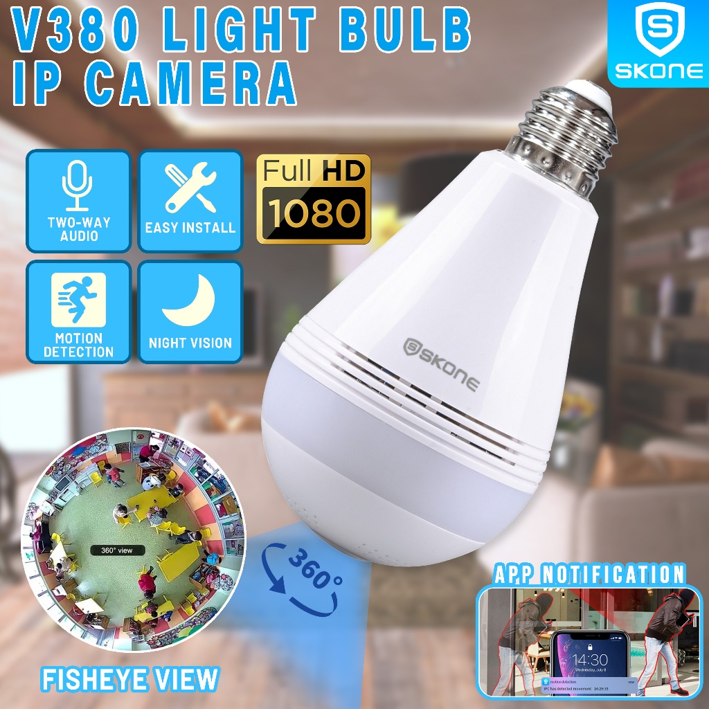 V380 bulb hot sale camera setup