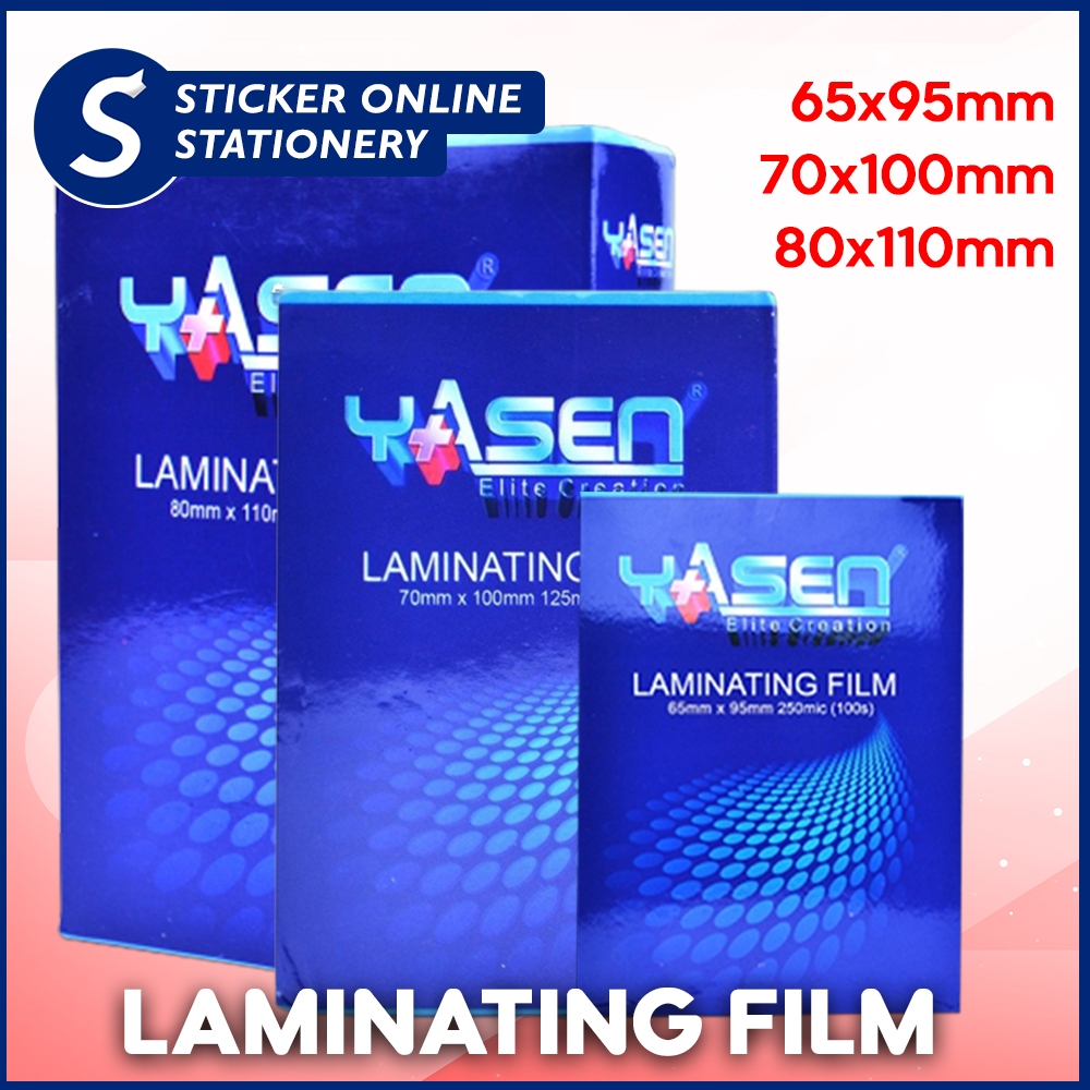 YASEN ID Size Laminating Film (65*95mm / 70*100mm / 80*110mm) Hot  Laminating Film 100 Sheets