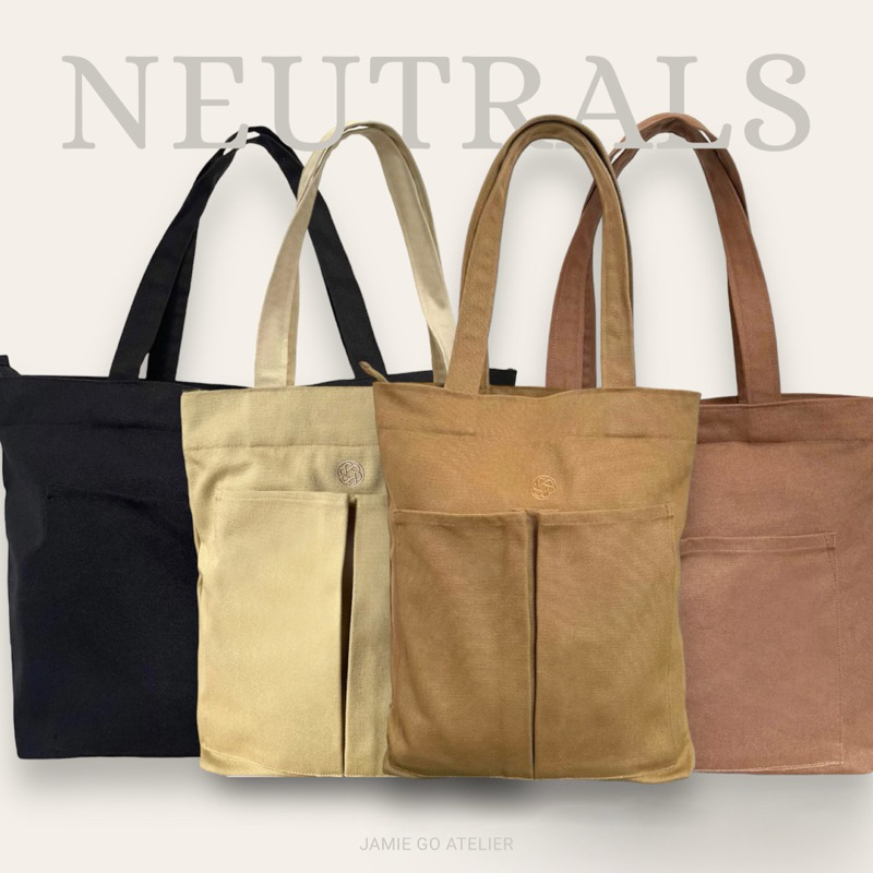 Canvas Tote Bag (NEUTRALS) By Jamie Go Atelier