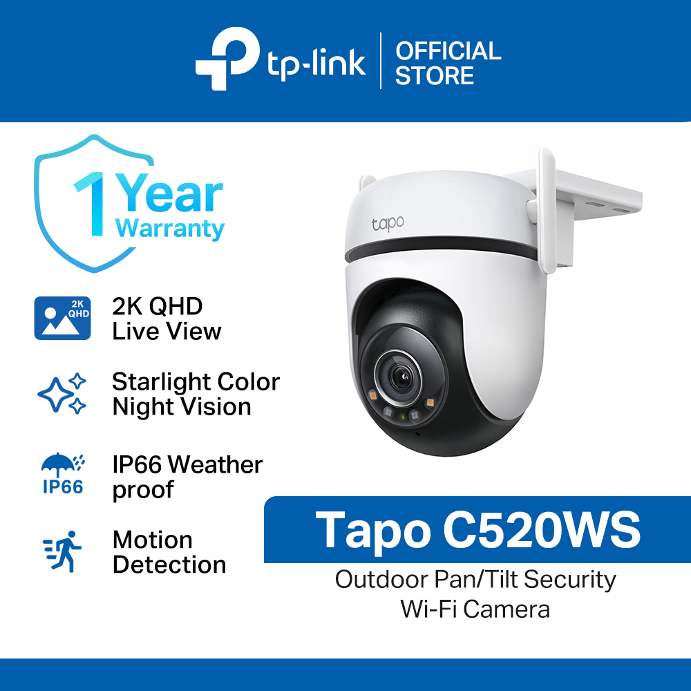 TP-LINK Tapo C520WS 2K QHD CCTV Al Aire Libre Pan/Tilt Seguridad Cámara  Wi-Fi Starlight Color De Visión Nocturna IP66 Control De Voz IP-Cam TPLINK