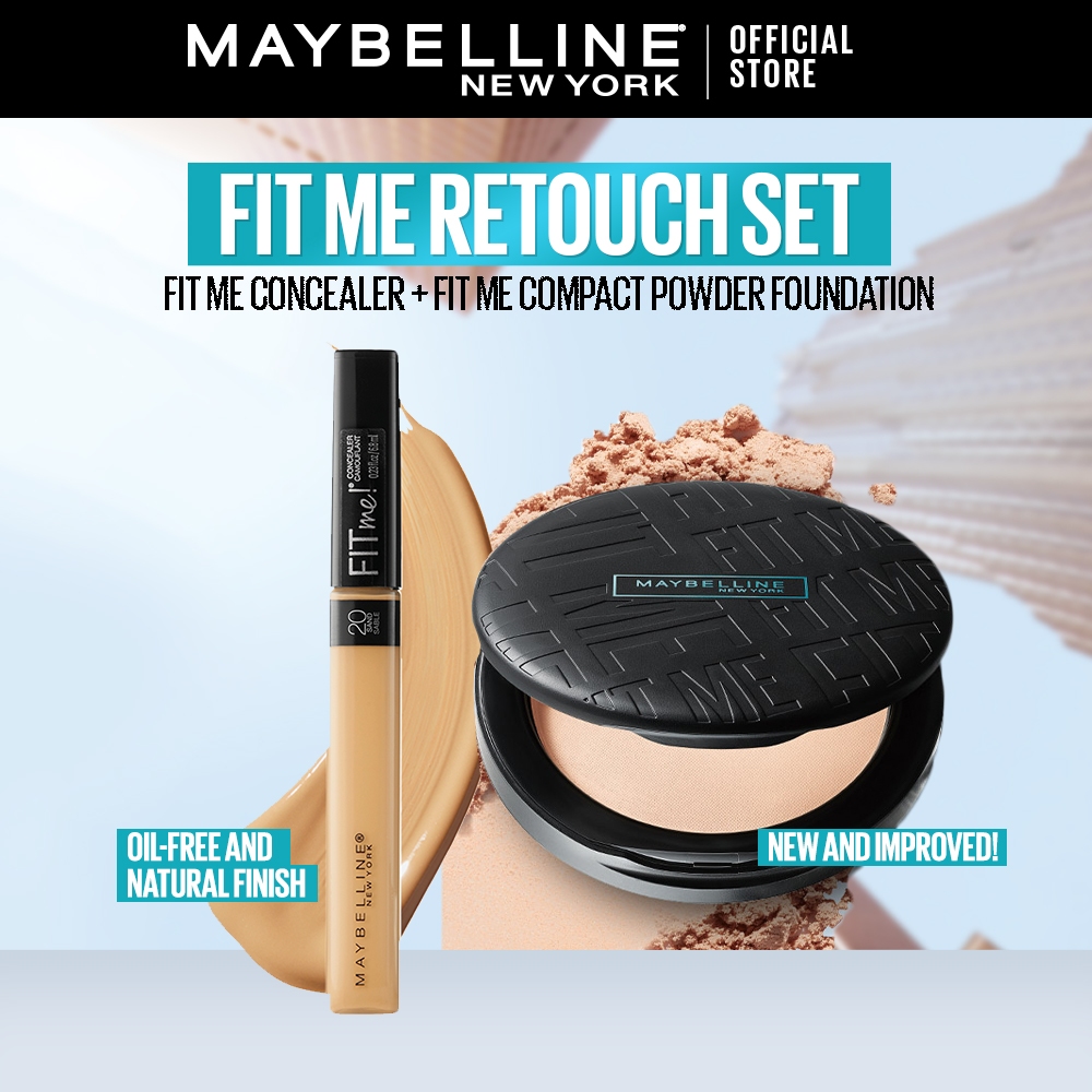 Maybelline Fit Me Retouch Set - Fit Me Compact Powder 120 + Fit Me  Concealer 20 - Powder, Concealer