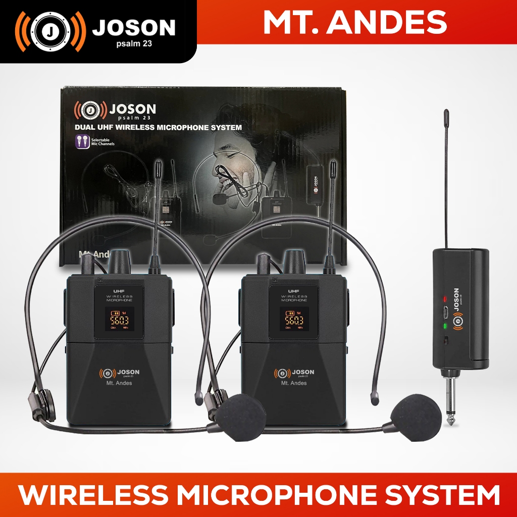 Joson MT. ANDES Dual UHF Wireless Lapel Microphone System Shopee