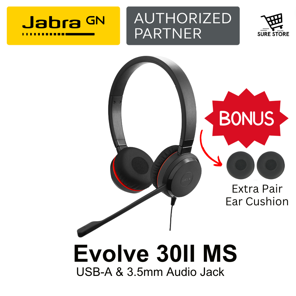 Jabra Evolve 30 II UC stereo - Headset - on-ear - wired - 3.5 mm jack