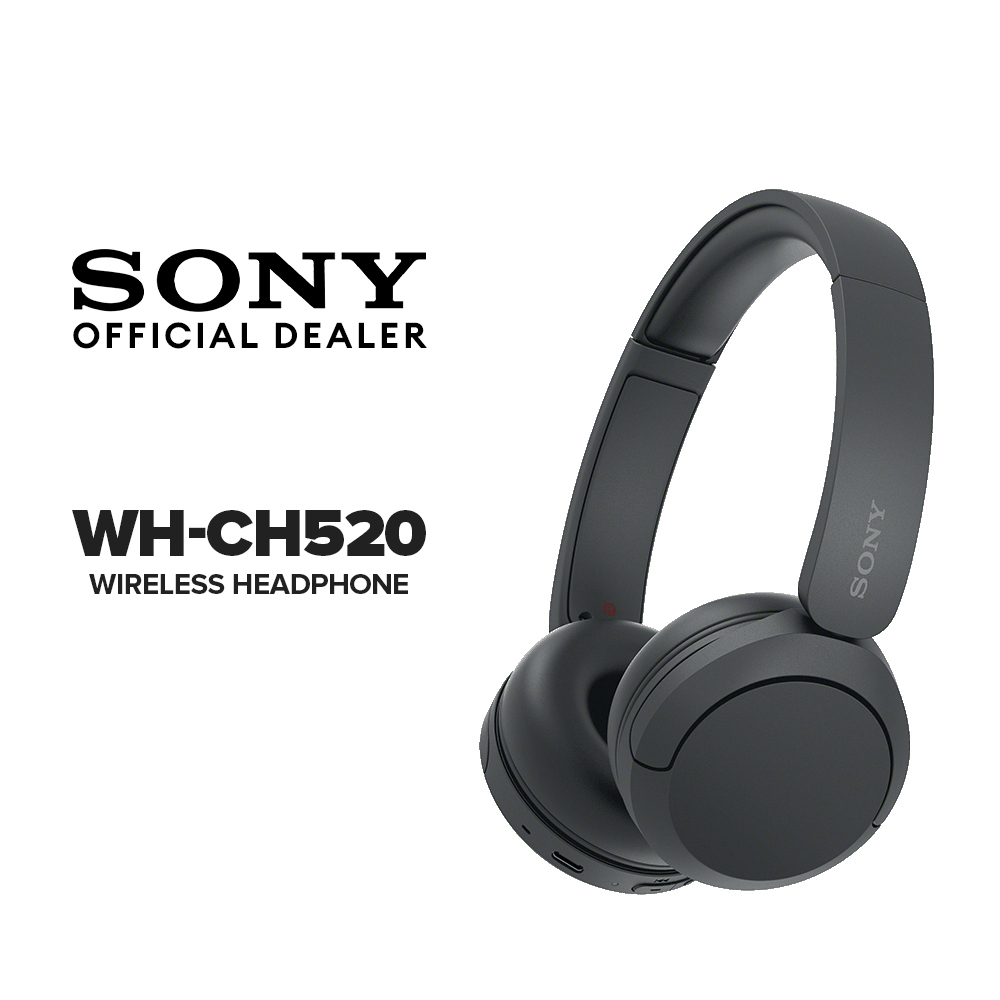 Sony WH-CH520 Compact Wireless Bluetooth On-Ear Headphones (Black) with  Stand 