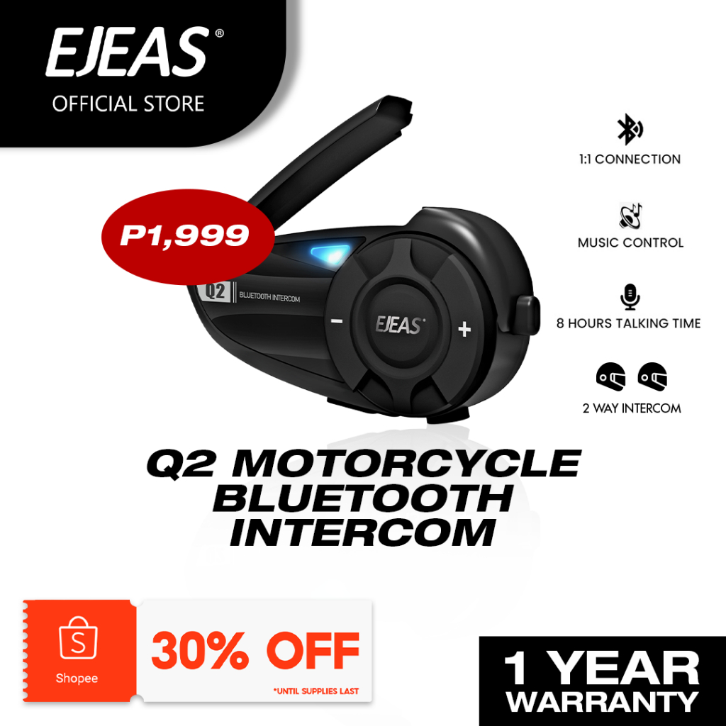 EJEAS Q2 Motorcycle Intercom Helmet Headset Bluetooth 5.1 Quick