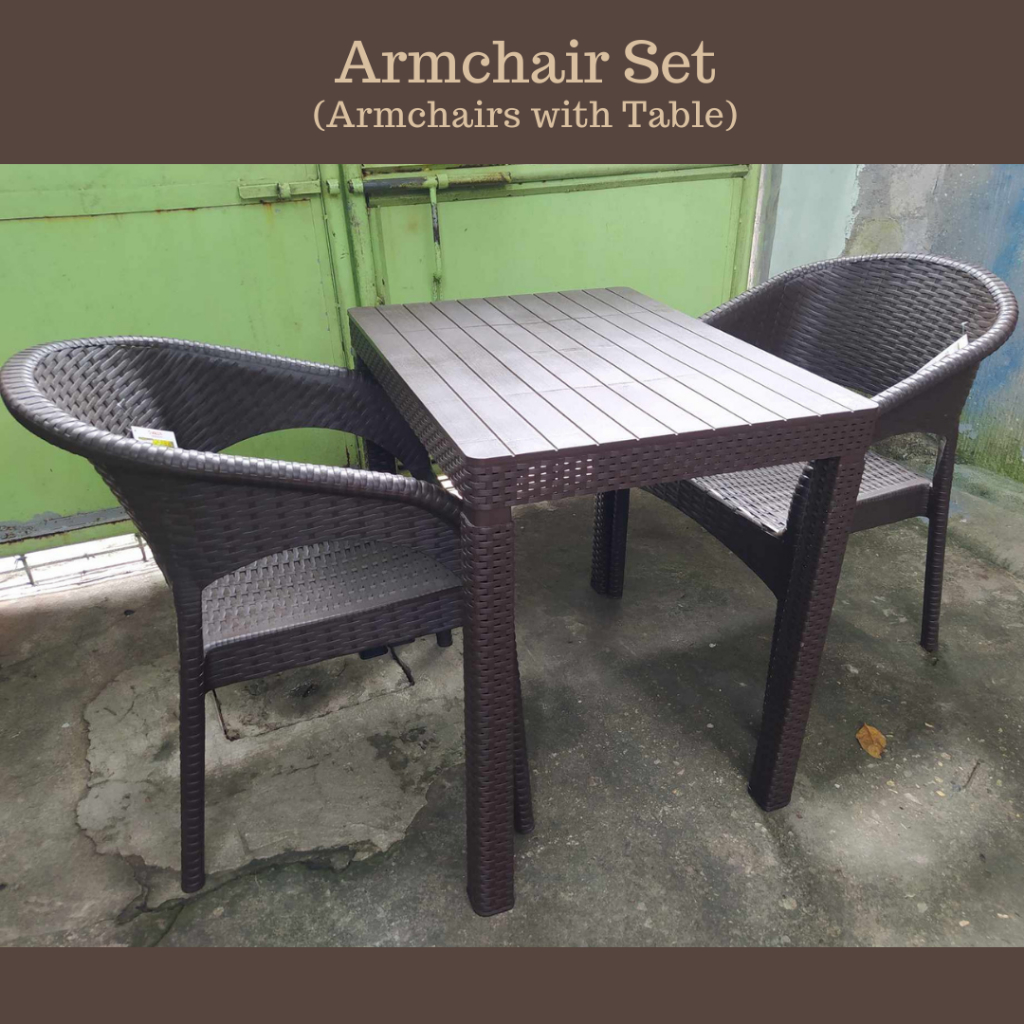 Rattan Armchair Set With Table Included Shopee Philippines