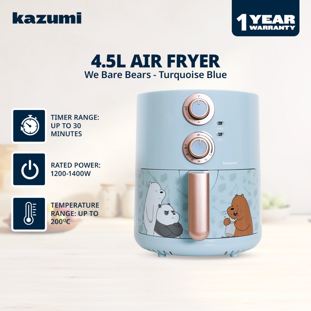 Kazumi We Bare Bears 4.5L Air Fryer - Turquoise Blue