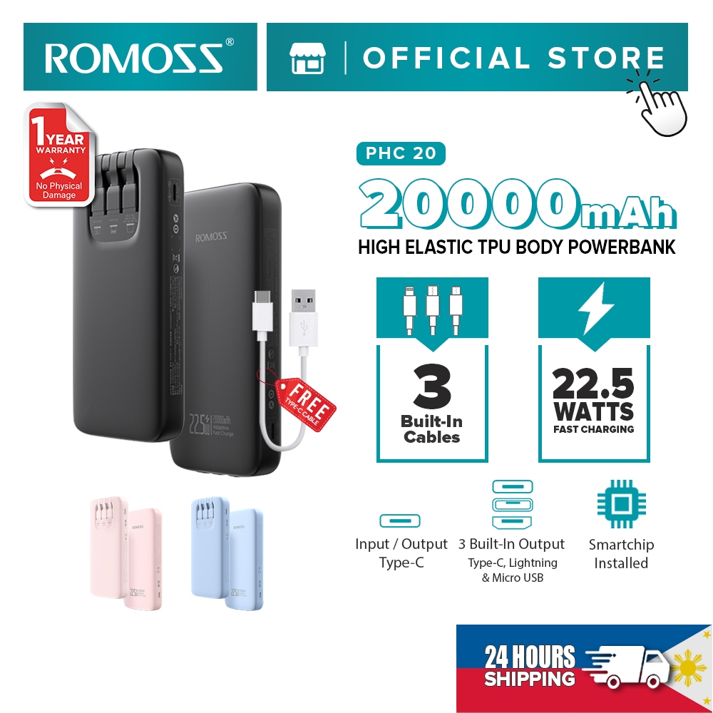 ROMOSS 30000mAh Power Bank, Sense8F Portable Charger, 22.5W USB C PD20W  Fast Charging, Phone Battery Pack with 3 outputs & 3 inputs, Compatible  with