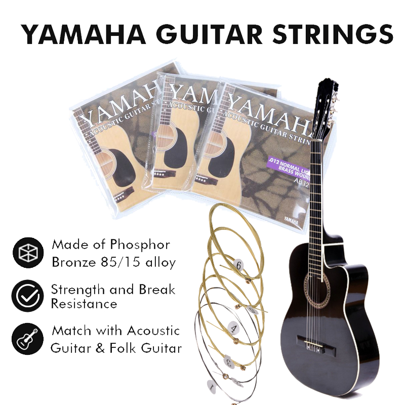 Yamaha 6 set of universal acoustic guitar strings brass hexagonal steel core string guitar strings