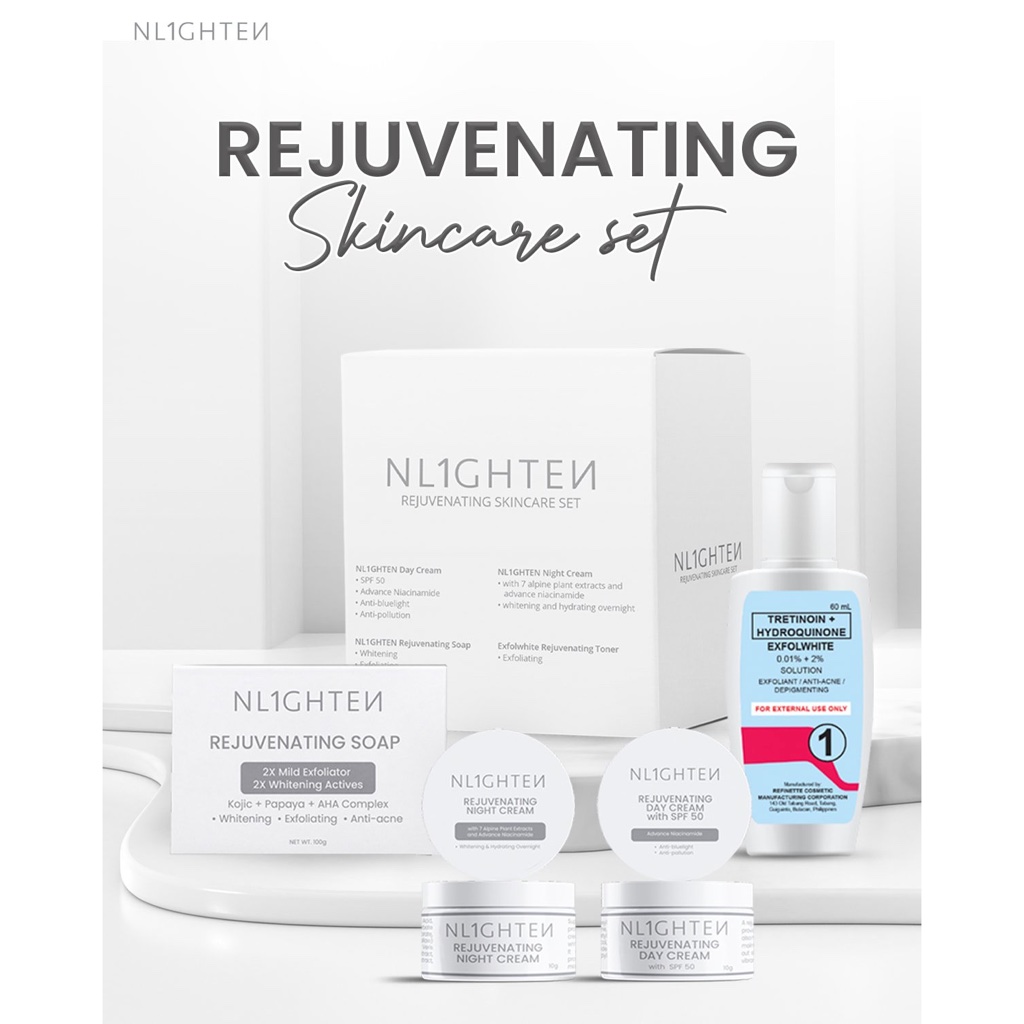 NL1GHTEN Rejuvenating Facial Skincare Set 4pcs | Shopee