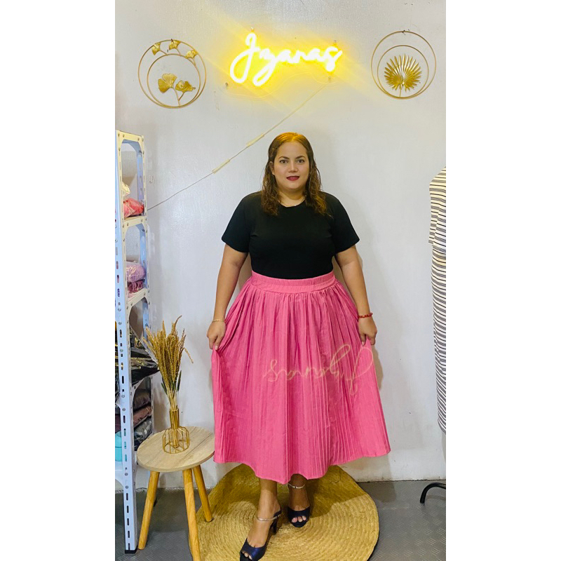 Pink pleated outlet skirt plus size