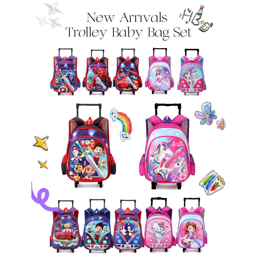 Children's school trolley bags hot sale