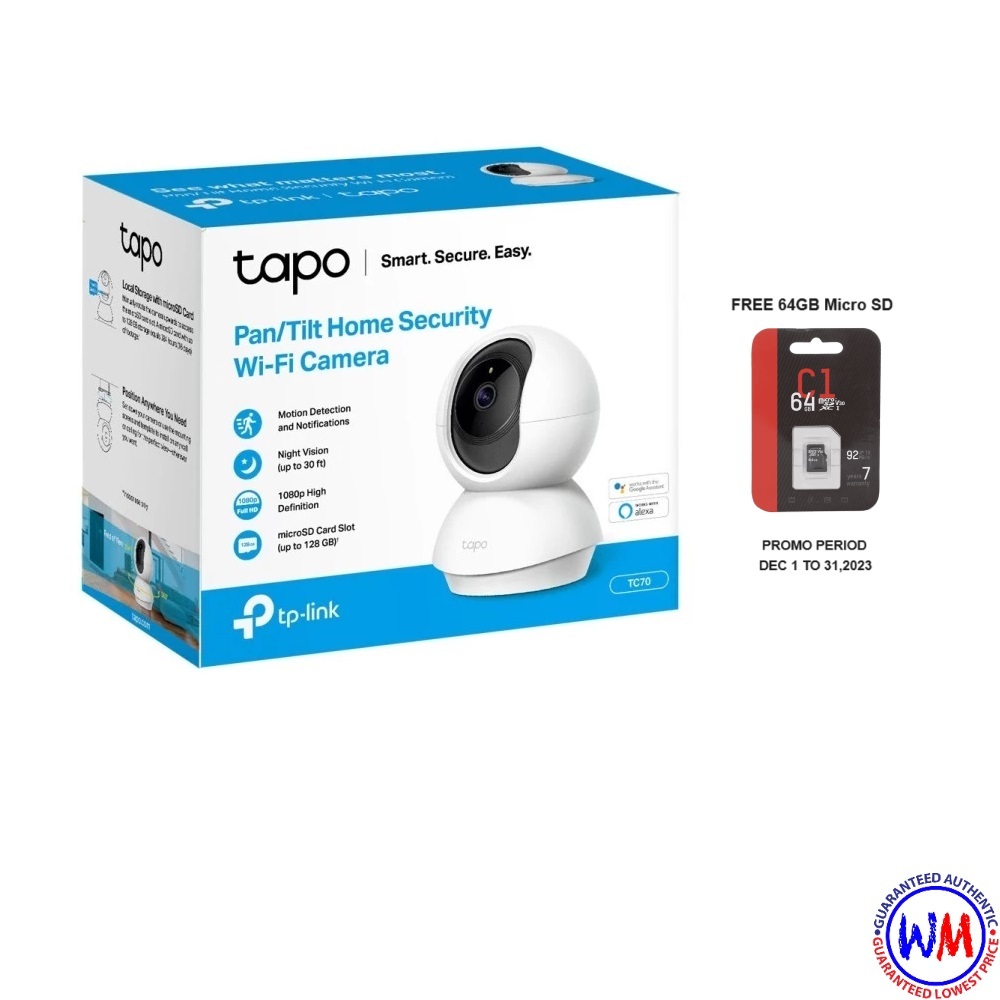 TP-LINK Tapo TC70 Pan/Tilt Full HD Home Security Wi-Fi Camera - White