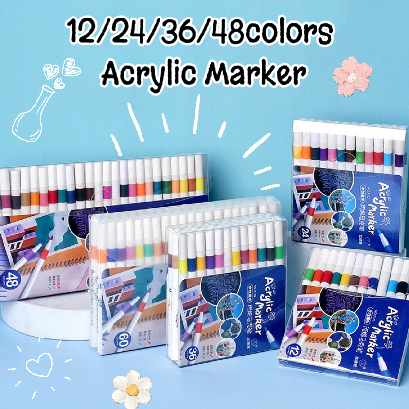 12/24/36/48 Colors DIY Acrylic Marker Pen Set Highlighter Markers