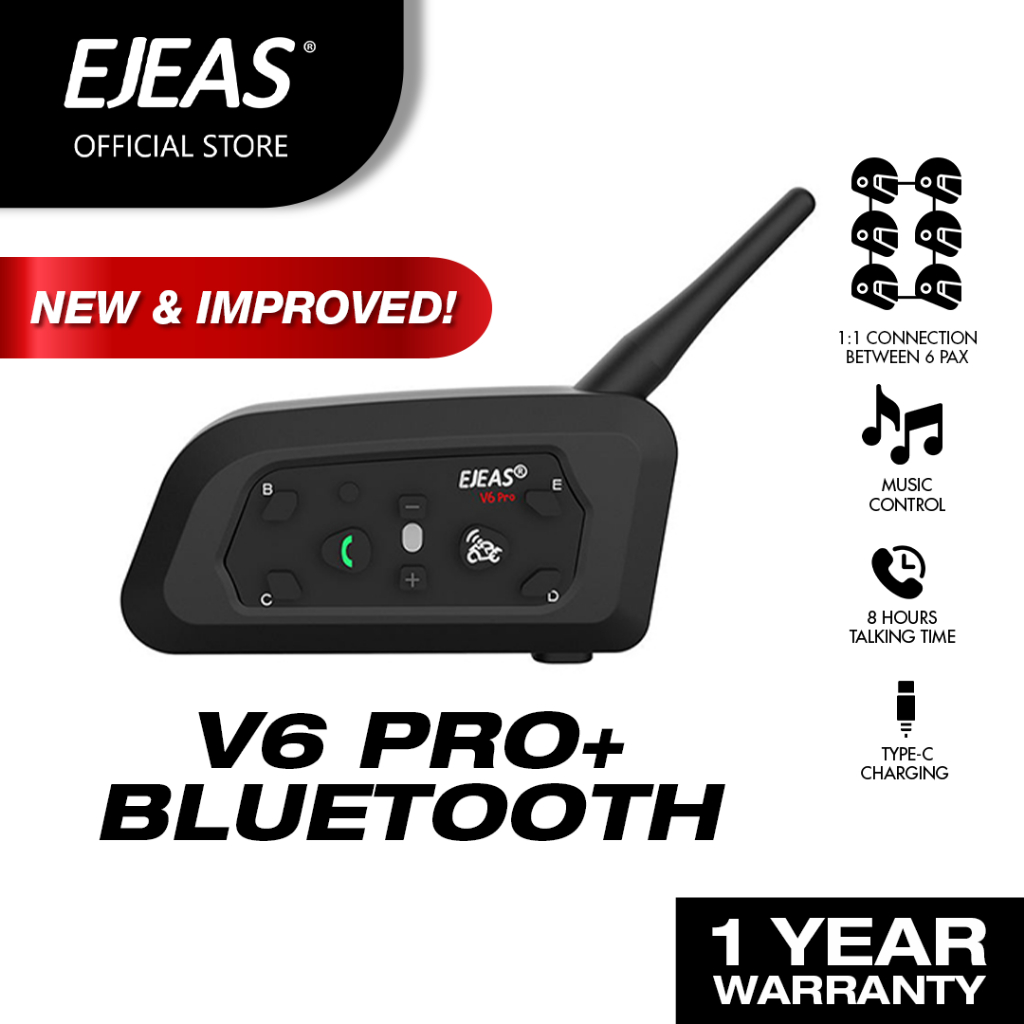 EJEAS V6 PRO Motorcycle Bluetooth Intercom 1200m + Sticker