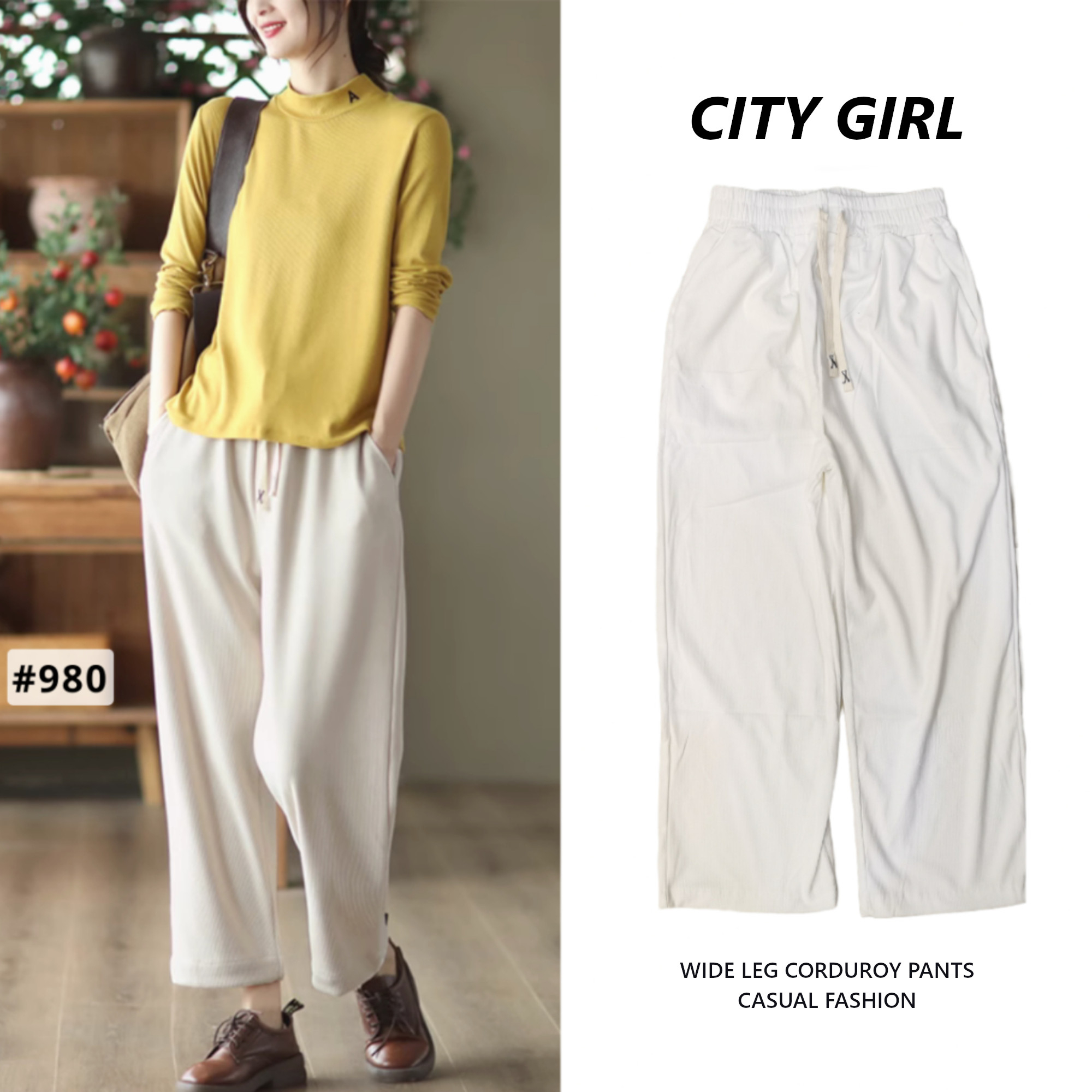 CITY GIRL Womens Korean Style Boho Silk Square Pants Wide Leg Culottes  Loose Cropped Pants