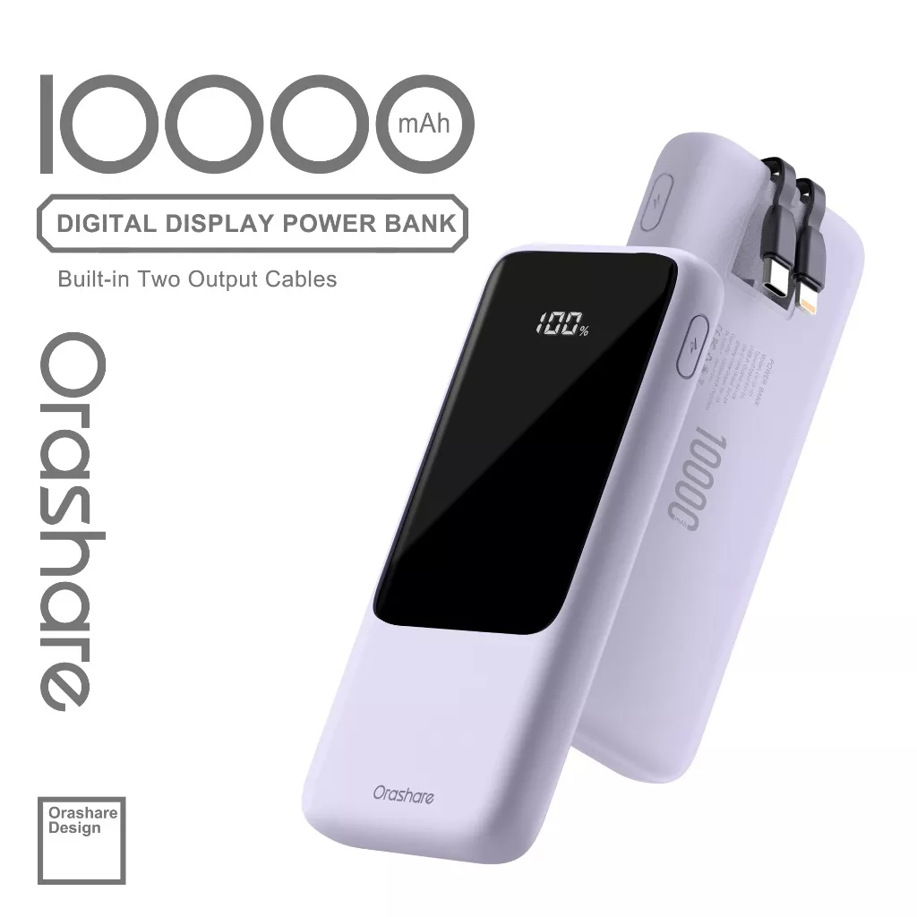 Orashare OH10 10000mAh Powerbank Built in Cable PD20W Fast Charge