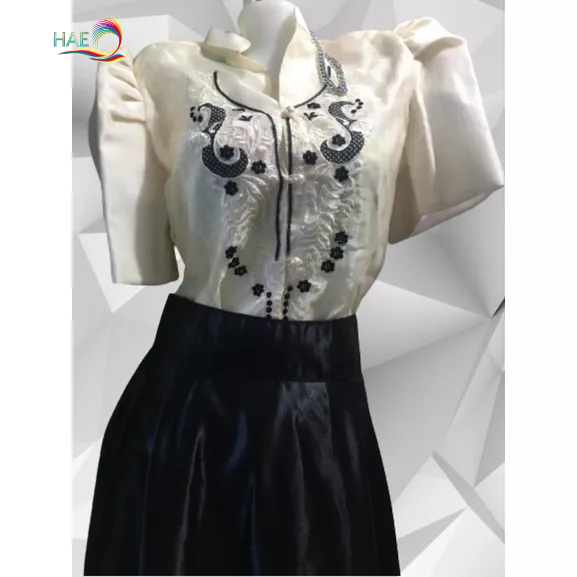 Black and clearance white filipiniana dress