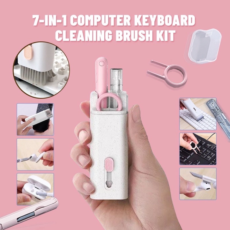 7-in-1 Electronics Cleaner Brush Kit Pink