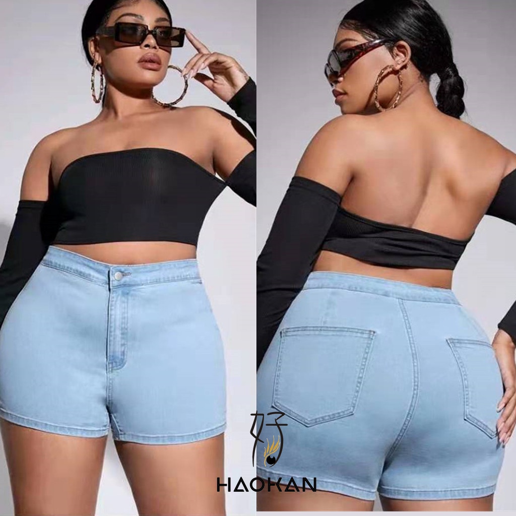 New Ladies Plus Size Denim Shorts, High Waist Shorts and Stretchable,  Summer Joni Shorts#LS805